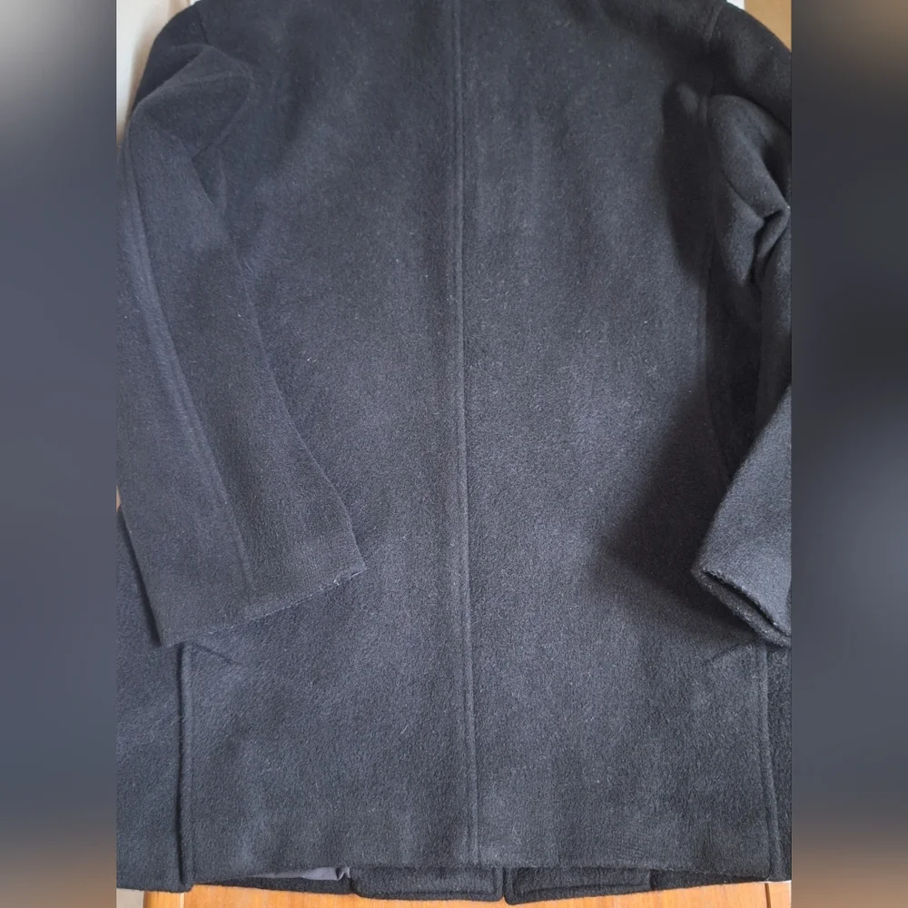 Vintage J. Crew Wool Pea Coat Black Single Breasted Preppy Academia Womens PS - Picture 8 of 13